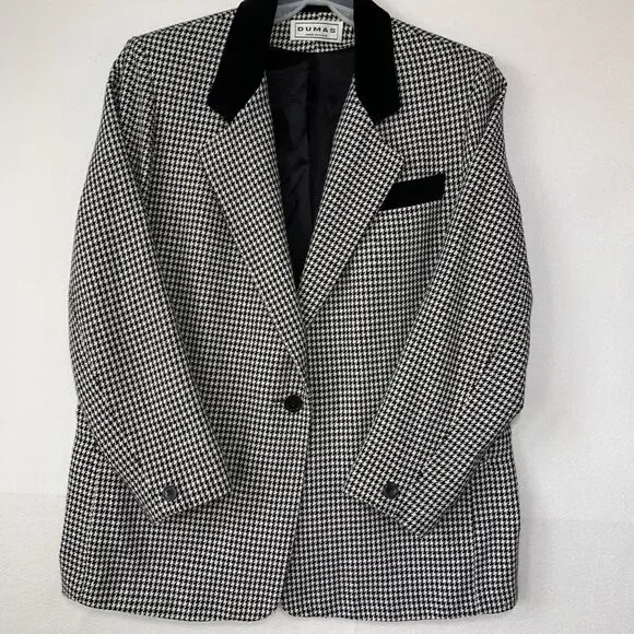 Vintage Dumas Blazer Jacket Women 14 Houndstooth Career Retro Lined Y2K USA Corp - Picture 13 of 14